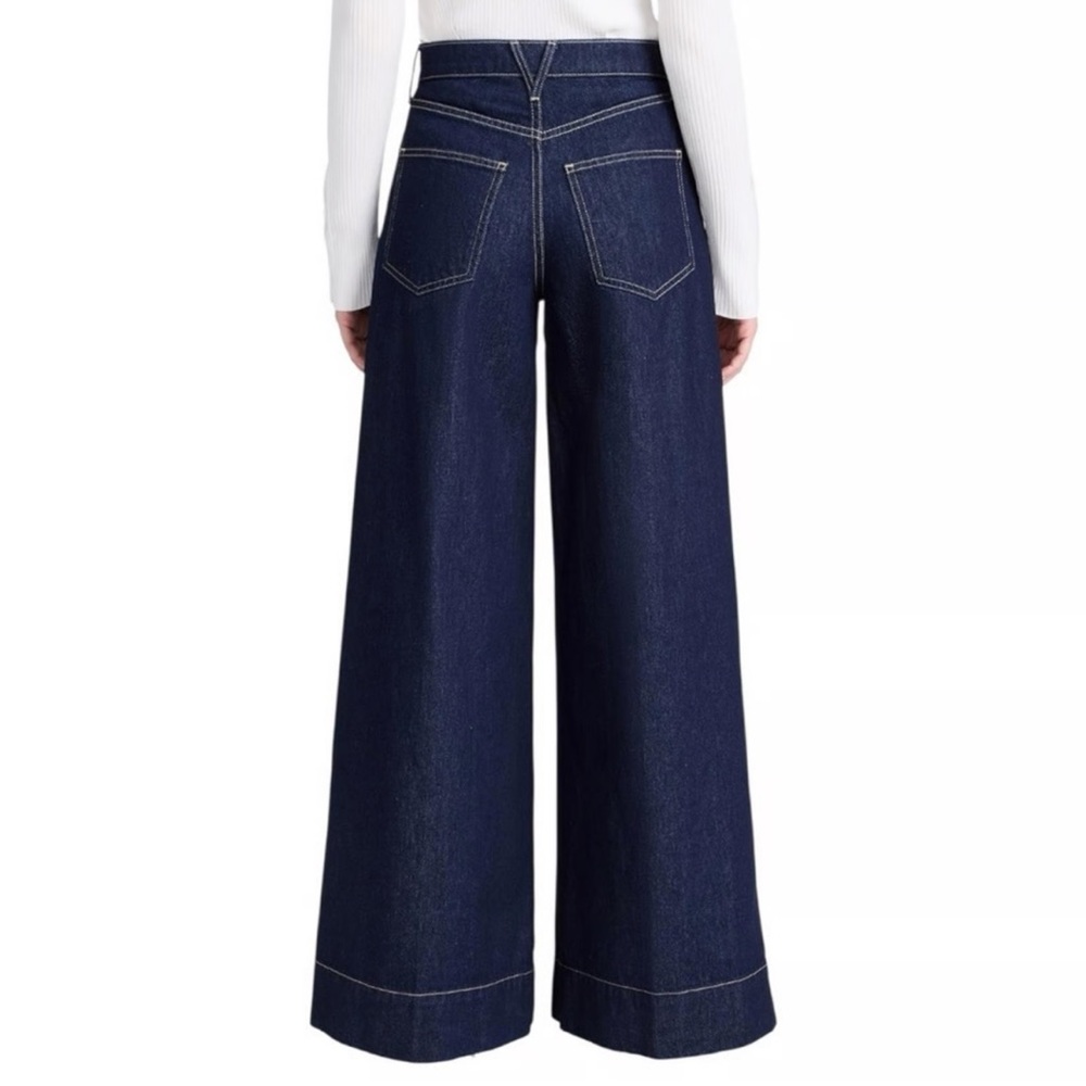 Veronica Beard Haizley High Rise Navy Extra Wide Leg Jeans. Size 27